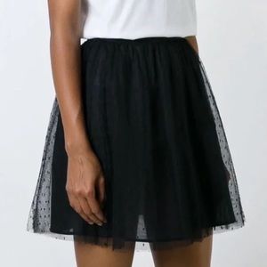 Valentino Black Tulle Mini Skirt Mesh Polka Dot NWT IT Size 38 US 00